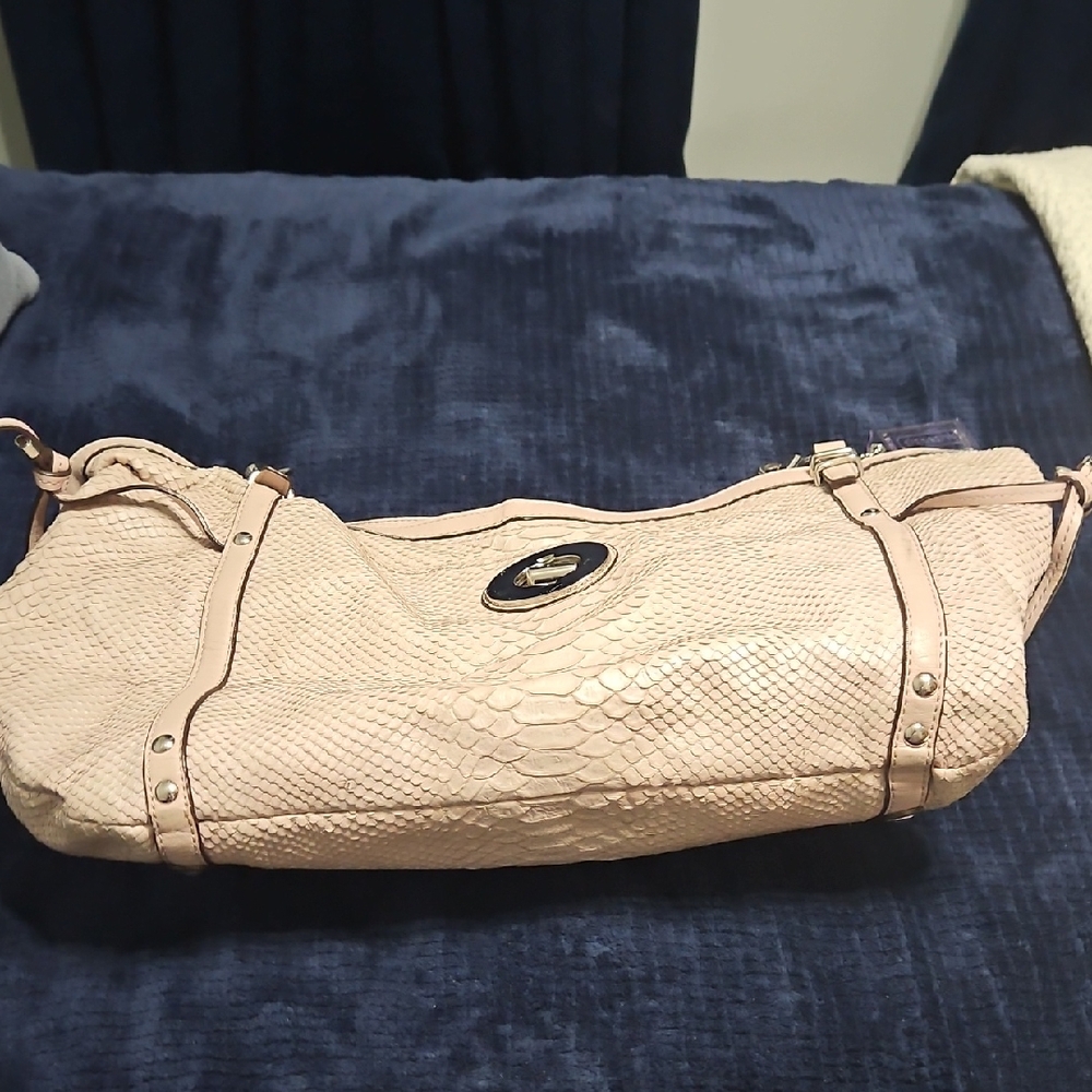 Coach Pink Snake-Embossed Shoulder Bag